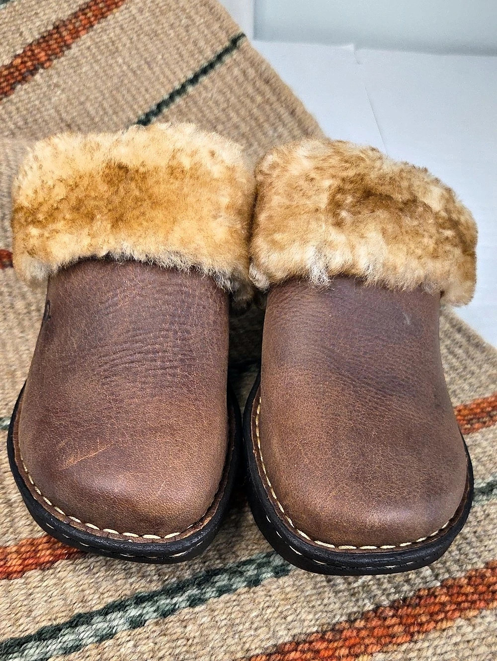 Born Hope Shearling Clog Brown Leather Slippers US 8 - Picture 2 of 8